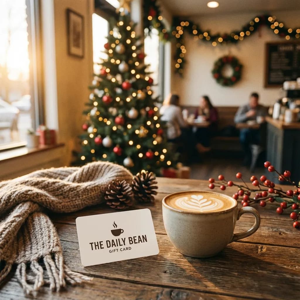 Gift card and coffee on a table