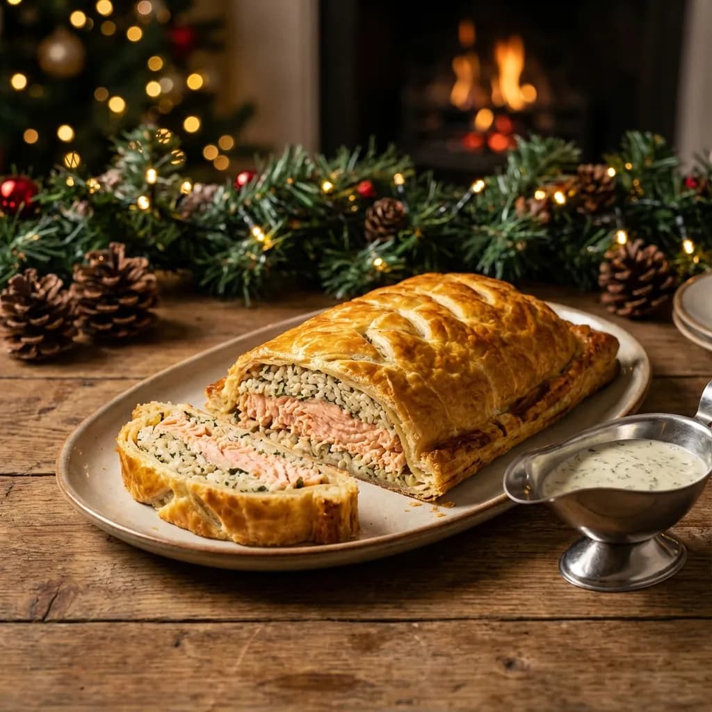 Salmon Coulibiac pastry