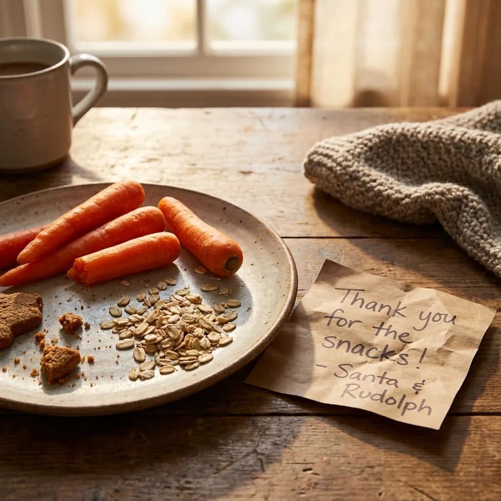 Half eaten carrots and thank you note